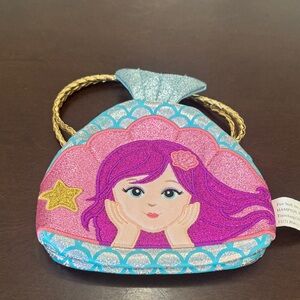 Mermaid Glitter Handbag with Gold Handle